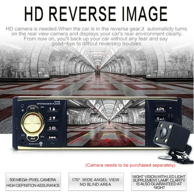 4019B HD 1 Din 4.0 inch Car Bluetooth Radio Receiver MP5 Player, Support FM & TF Card, with Steering Wheel Remote Control