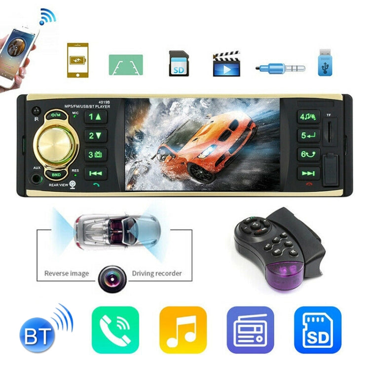4019B HD 1 Din 4.0 inch Car Bluetooth Radio Receiver MP5 Player, Support FM & TF Card, with Steering Wheel Remote Control