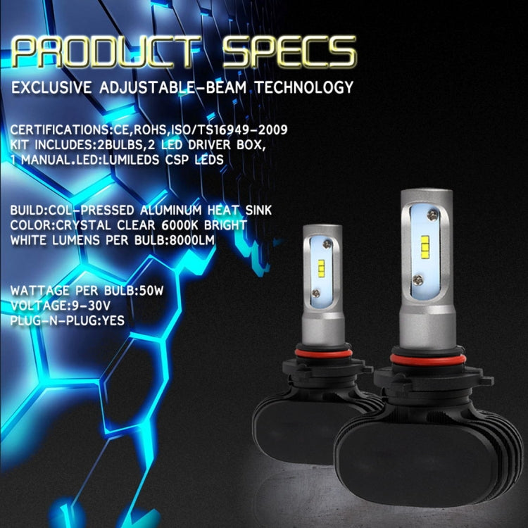 2 PCS 9005 IP65 Waterproof White Light 6 CSP LED Car Headlight Bulb,  9-36V / 18W, 6000K / 2000LM