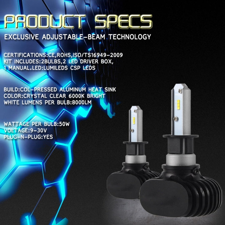 2 PCS H3 IP65 Waterproof White Light 6 CSP LED Car Headlight Bulb,  9-36V / 18W, 6000K / 2000LM