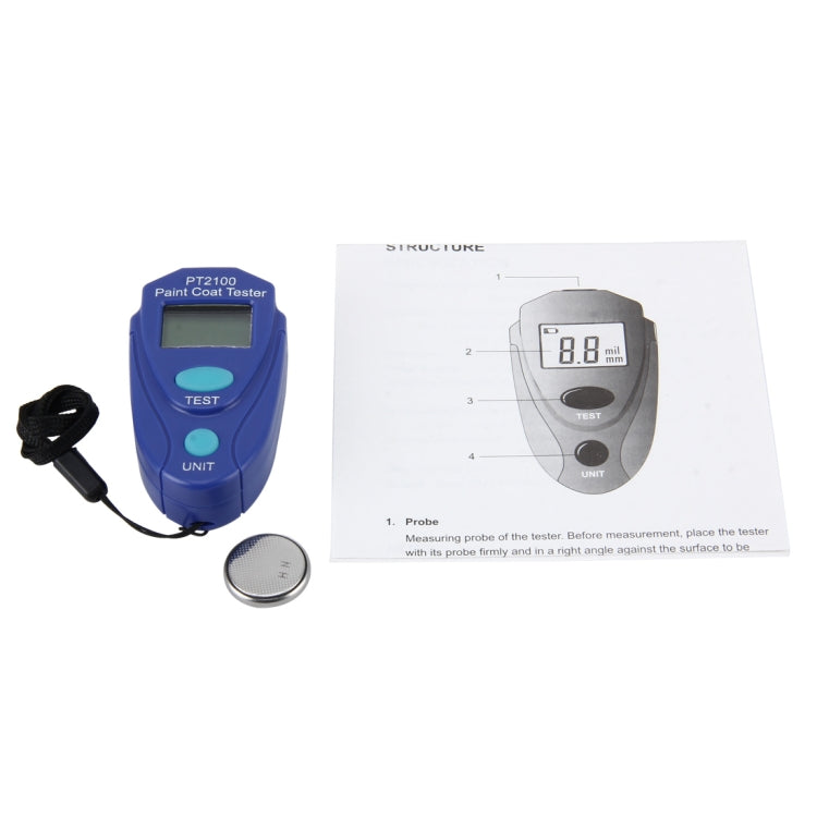 PT2100  2.0mm Range 2 Units mm/mil LED Digital Display Paint Coat Tester Paint Thickness Tester
