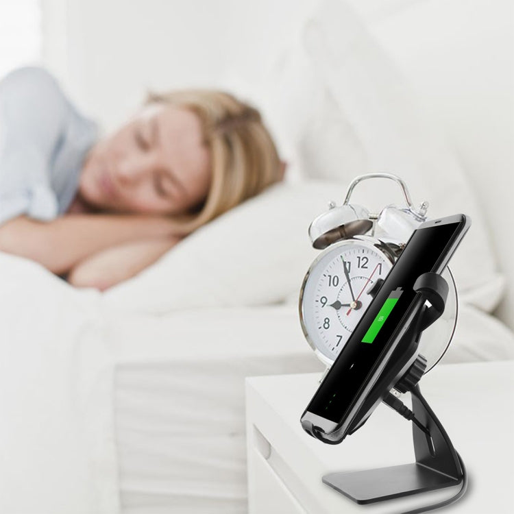 N5 9V 1.1A Output 360 Degree Rotation Head Shape Removable Glue Holder Car Air Outlet Vent Fast Wireless Charger, For iPhone, Galaxy, Sony, Lenovo, HTC, Huawei, and other Smartphones(Black)