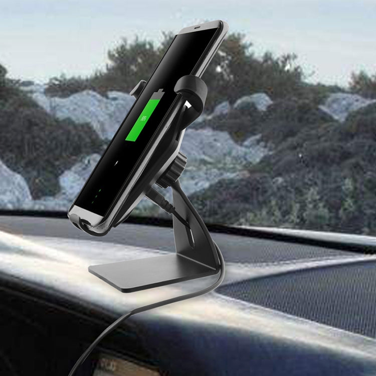 N5 9V 1.1A Output 360 Degree Rotation Head Shape Removable Glue Holder Car Air Outlet Vent Fast Wireless Charger, For iPhone, Galaxy, Sony, Lenovo, HTC, Huawei, and other Smartphones(Black)