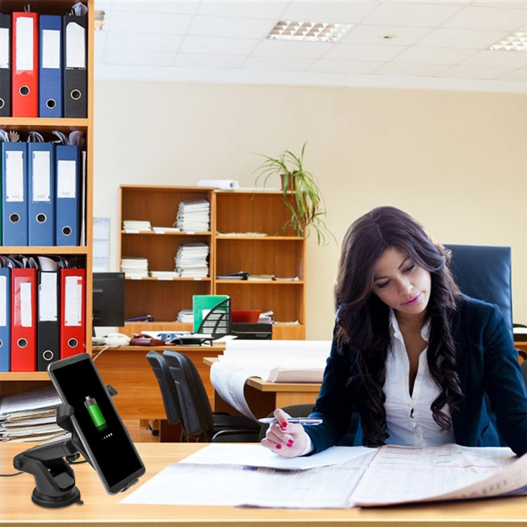 N5 9V 1.1A Output 360 Degree Rotation Head Shape Sticky Bracket Vertical Car Air Outlet Vent Fast Wireless Charger, For iPhone, Galaxy, Sony, Lenovo, HTC, Huawei, and other Smartphones(Black)