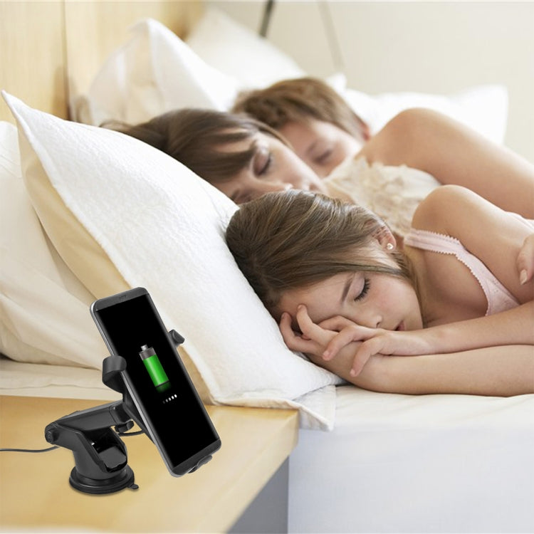 N5 9V 1.1A Output 360 Degree Rotation Head Shape Sticky Bracket Vertical Car Air Outlet Vent Fast Wireless Charger, For iPhone, Galaxy, Sony, Lenovo, HTC, Huawei, and other Smartphones(Black)