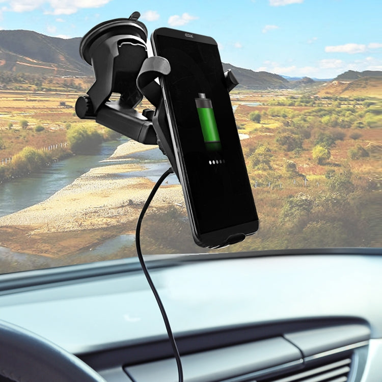 N5 9V 1.1A Output 360 Degree Rotation Head Shape Sticky Bracket Vertical Car Air Outlet Vent Fast Wireless Charger, For iPhone, Galaxy, Sony, Lenovo, HTC, Huawei, and other Smartphones(Black)