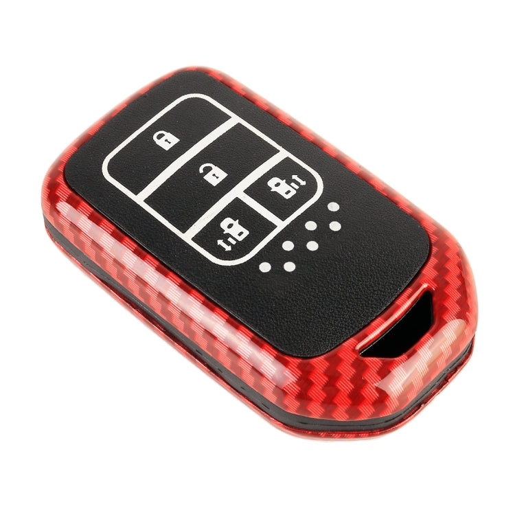 Carbon Fiber Texture Car Key Protective Cover for Honda 4-button Electric Door