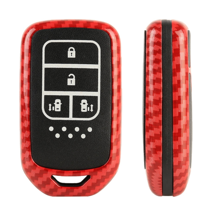 Carbon Fiber Texture Car Key Protective Cover for Honda 4-button Electric Door