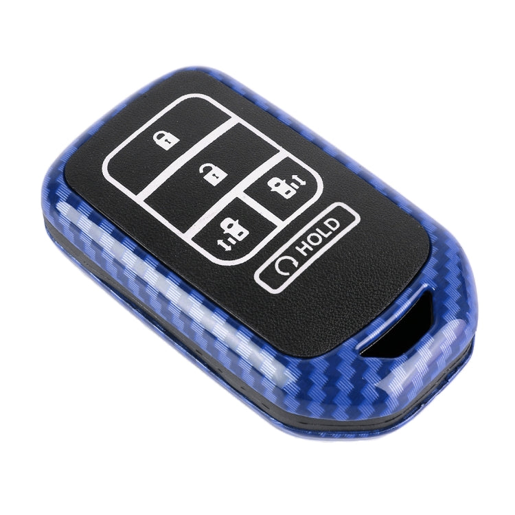 Carbon Fiber Texture Car Key Protective Cover for Honda English 4-button Electric Door
