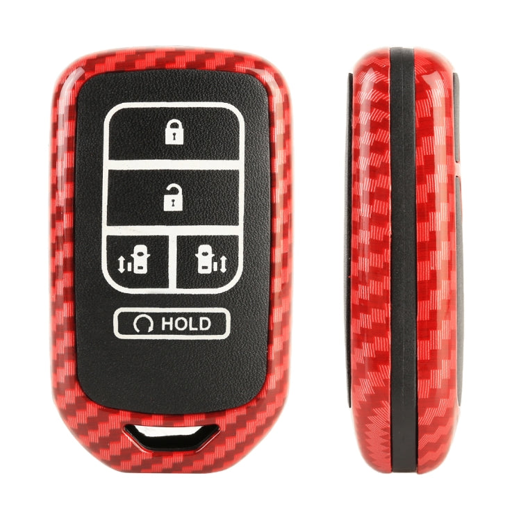 Carbon Fiber Texture Car Key Protective Cover for Honda English 4-button Electric Door