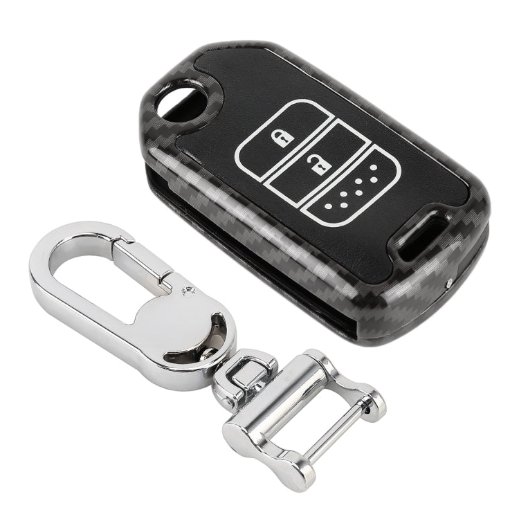 Carbon Fiber Texture Car Key Protective Cover for Honda Folding 2-button