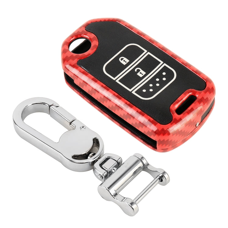Carbon Fiber Texture Car Key Protective Cover for Honda Folding 2-button