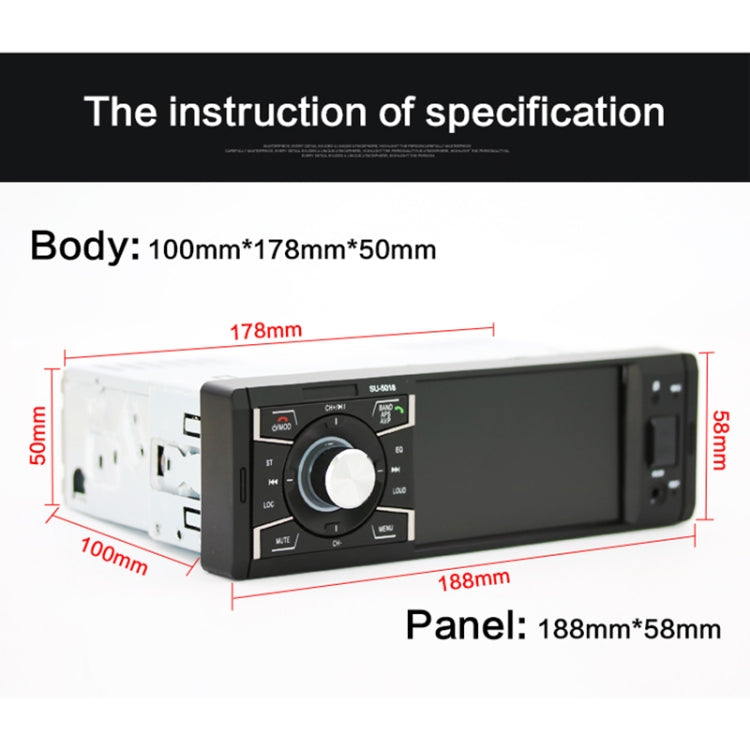 SU-5018 4.1 inch Universal Car Radio Receiver MP5 Player, Support FM & Bluetooth & TF Card with Remote Control