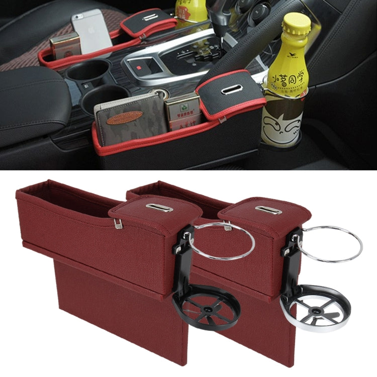 2 PCS Car Seat Crevice Storage Box with Interval Cup Drink Holder Organizer Auto Gap Pocket Stowing Tidying for Phone Pad Card Coin Case Accessories