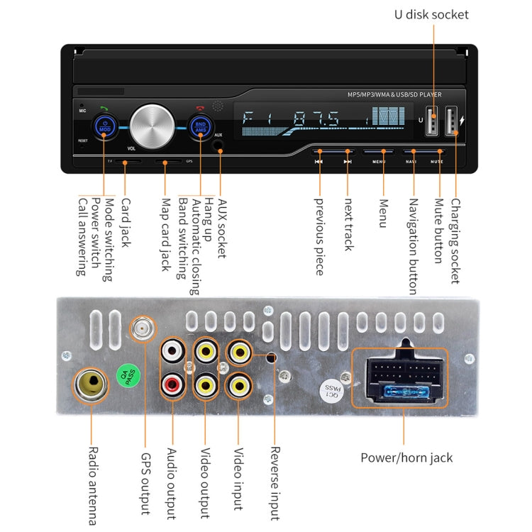 T100G 7 inch HD Universal Car Radio Receiver MP5 Player, Support FM & AM & RDS & Bluetooth & GPS & Phone Link with Remote Control