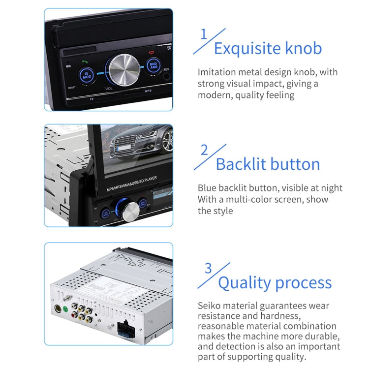 T100G 7 inch HD Universal Car Radio Receiver MP5 Player, Support FM & AM & RDS & Bluetooth & GPS & Phone Link with Remote Control