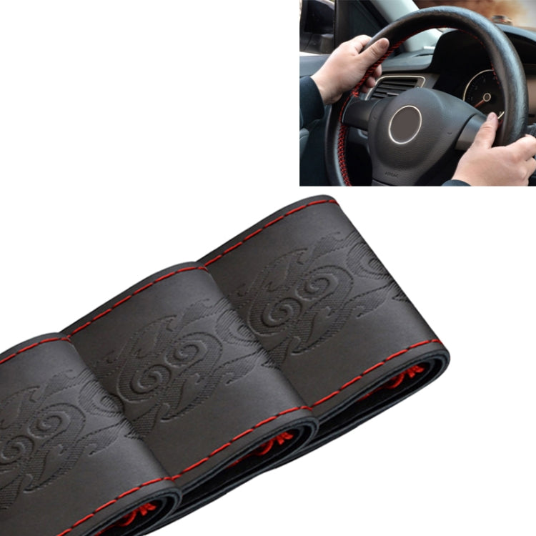 MILI Genuine Leather Hand-stitched Car Adaptation Steering Wheel Cover for 38cm Steering Wheel