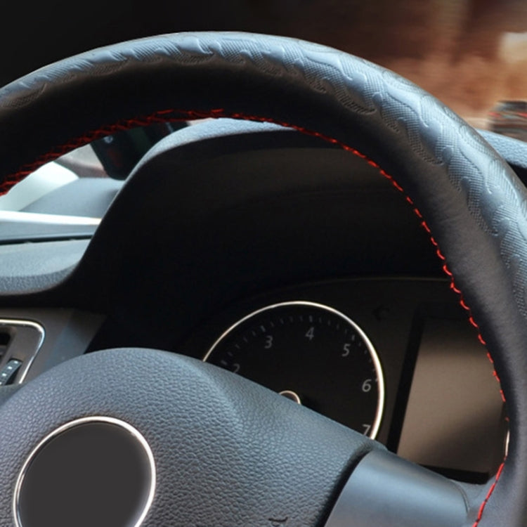 MILI Genuine Leather Hand-stitched Car Adaptation Steering Wheel Cover for 38cm Steering Wheel