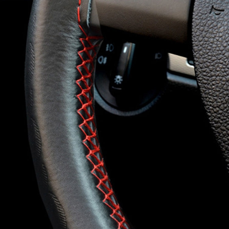 MILI Genuine Leather Hand-stitched Car Adaptation Steering Wheel Cover for 38cm Steering Wheel
