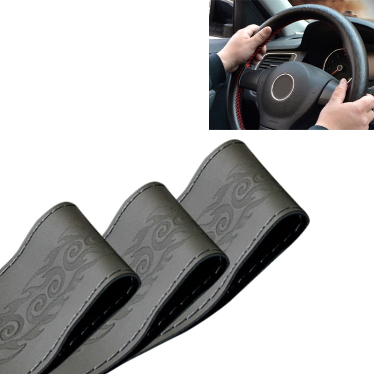 MILI Genuine Leather Hand-stitched Car Adaptation Steering Wheel Cover for 38cm Steering Wheel