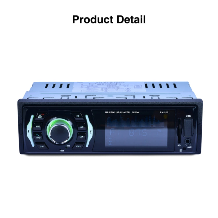 RK-525 Wireless Bluetooth Audio MP3 Player Car Stereo Receiver, with USB Port, TF Card Slot, AUX in, 7 Color Backlight and FM
