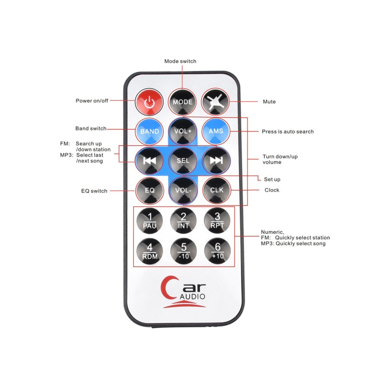 1044 Single Din Car Audio FM Radio Stereo Receiver MP3 Player, Support USB / TF Card