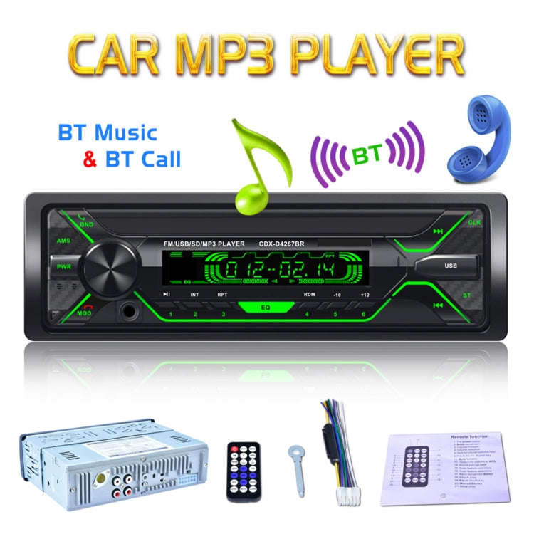 D4267 Single Din Car Audio FM Radio Stereo Receiver Bluetooth Call Music MP3 Player, Supprot USB / SD Card / AUX, with Remote Control
