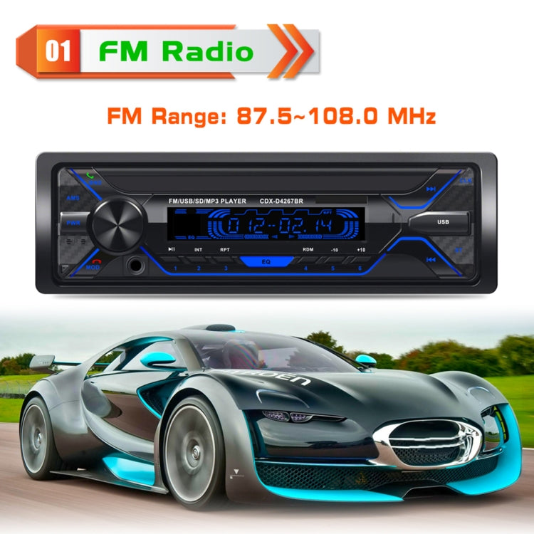 D4267 Single Din Car Audio FM Radio Stereo Receiver Bluetooth Call Music MP3 Player, Supprot USB / SD Card / AUX, with Remote Control