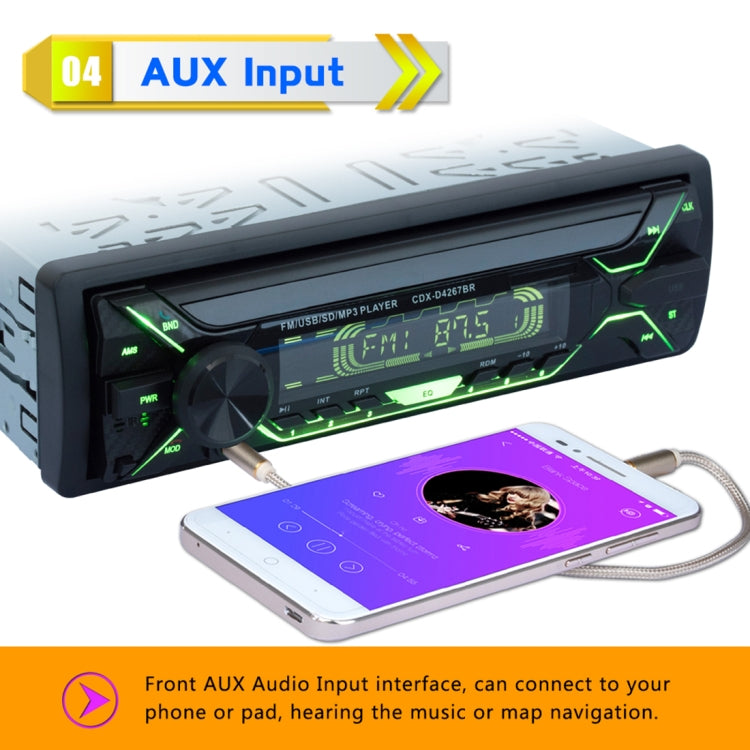 D4267 Single Din Car Audio FM Radio Stereo Receiver Bluetooth Call Music MP3 Player, Supprot USB / SD Card / AUX, with Remote Control