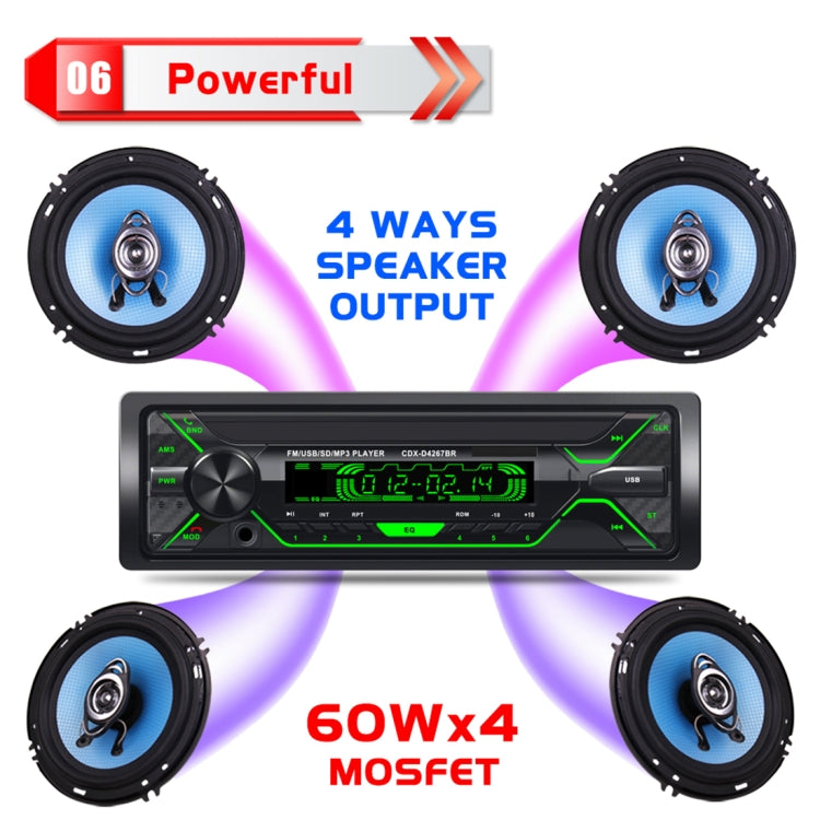 D4267 Single Din Car Audio FM Radio Stereo Receiver Bluetooth Call Music MP3 Player, Supprot USB / SD Card / AUX, with Remote Control