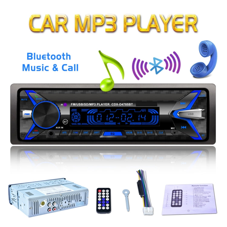 D4785 Car Audio FM Radio Stereo Receiver Bluetooth Call Music MP3 Player, Support USB / SD Card / AUX, with 7 Colors Light