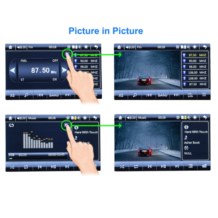 7025D 7 inch HD Touchscreen Double Din Stereo Car Receiver MP5 Player, with Bluetooth/FM/USB/TF, Support Rear View