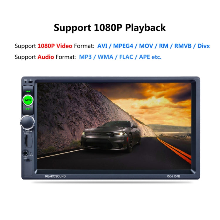 7157B 7 inch 1080P HD Touchscreen Double Din Stereo Car Receiver MP5 Player, Support Rear View & AM FM RDS & Bluetooth & U-disk TF Card