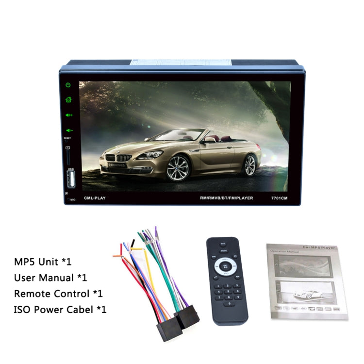 7701 7 inch 1080P HD Touchscreen Double Din Stereo Car Receiver MP5 Player, Link with Android Phone, Support Bluetooth / USB / TF / FM / Rear View / DVR In