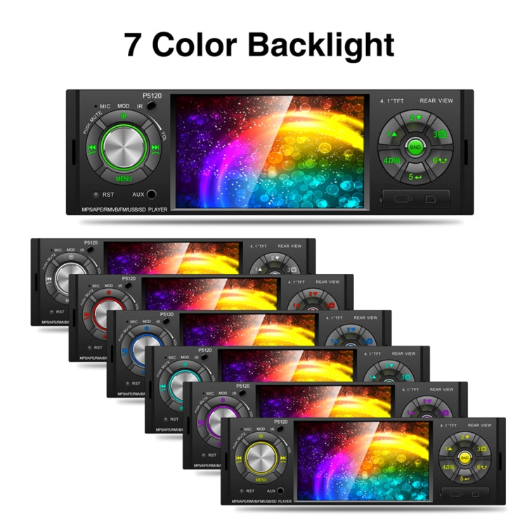 P5120 Single Din 4.1 inch HD Digital Car Stereo Radio MP5 Audio Player, Support FM / Bluetooth / USB / TF / Rear View / Steering Wheel Controls