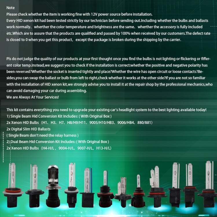 55W H8/H9/H11 4300K HID Xenon Bulbs Light Conversion Kit with High Intensity Discharge Alloy Ballast, Warm White