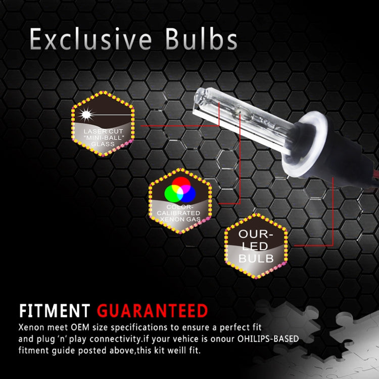 55W 880/881/H27 6000K HID Xenon Light Conversion Kit with High Intensity Discharge Slim Ballast, White