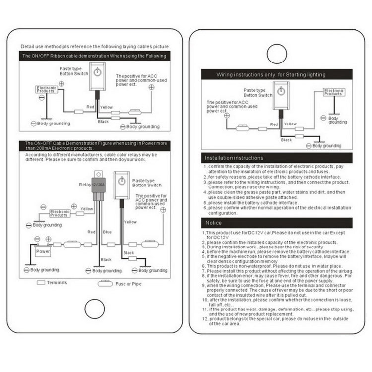 Jtron Car DIY Switch Paste Type Button Switch Paste Type Button Switch Double Sided with Adhesive Tape OFF/ON DC 12V/200mA