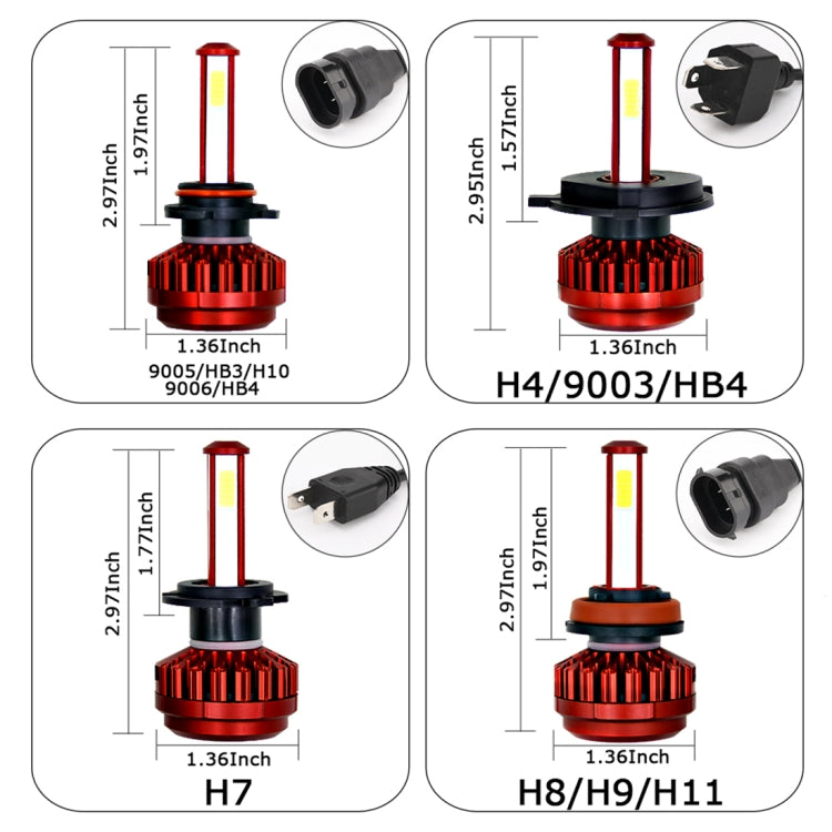 2 PCS R7 9005/HB3 40W 4000 LM 6000K IP65 Waterproof Car LED Headlight Kit with 4 COB Lamps , DC 9-36V(White Light)