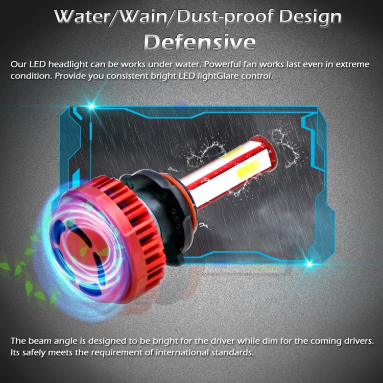 2 PCS R7 9005/HB3 40W 4000 LM 6000K IP65 Waterproof Car LED Headlight Kit with 4 COB Lamps , DC 9-36V(White Light)