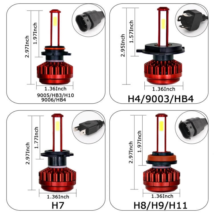 2 PCS R7 9006/HB4 40W 4000 LM 6000K IP65 Waterproof Car LED Headlight Kit with 4 COB Lamps , DC 9-36V(White Light)