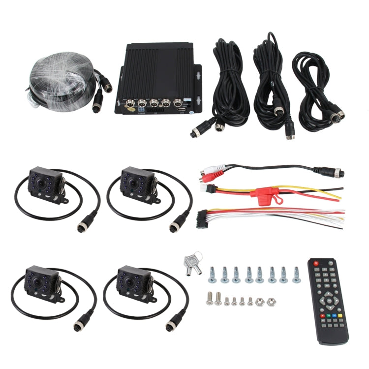 Truck 360 Degree Real-time Monitoring 4 CH Real-time 720P 1280*720 Pixels SD Mobile DVR Support AHD Input and Analog Standard Definition Camera Input