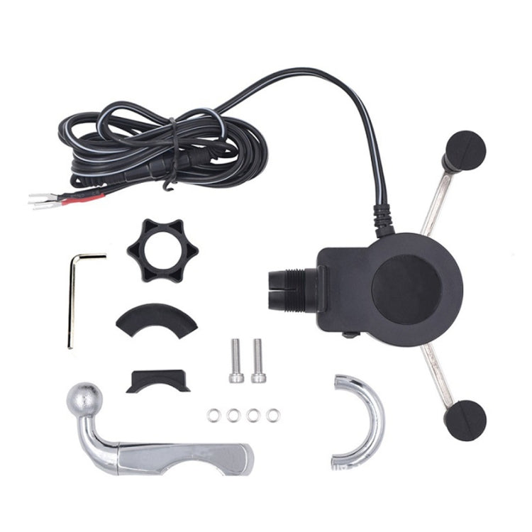 Universal Motorcycle USB Phone Charger with 360 Degree Rotatable Holder, Suitable for 4.5-6 inch Smartphones