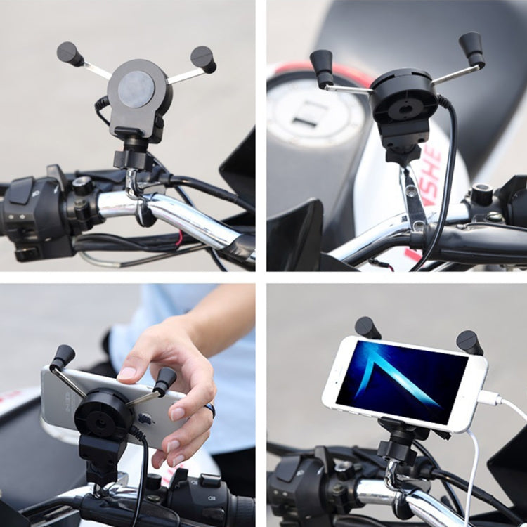 Universal Motorcycle USB Phone Charger with 360 Degree Rotatable Holder, Suitable for 4.5-6 inch Smartphones