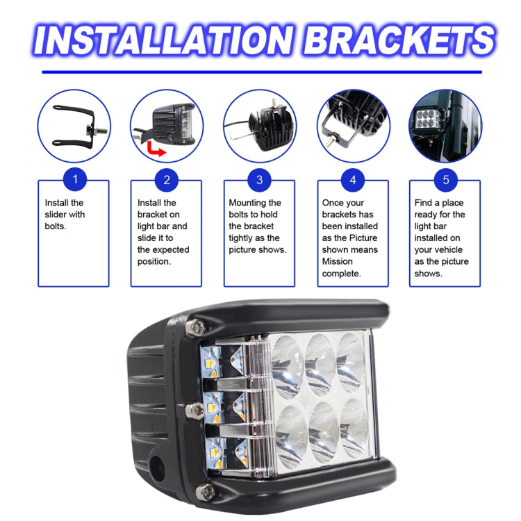 4 inch 45W 4500LM LED Work Light Bar Side Shooter Combo Beam White+Yellow Driving Offroad