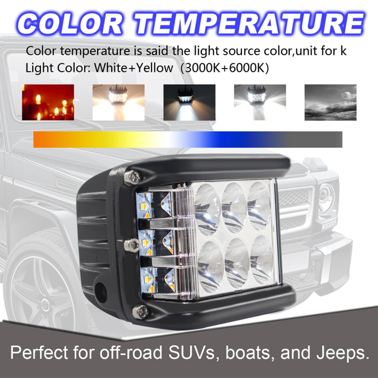 4 inch 45W 4500LM LED Work Light Bar Side Shooter Combo Beam White+Yellow Driving Offroad