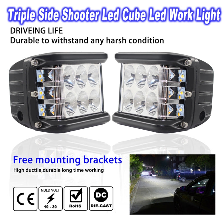 4 inch 45W 4500LM LED Work Light Bar Side Shooter Combo Beam White+Yellow Driving Offroad