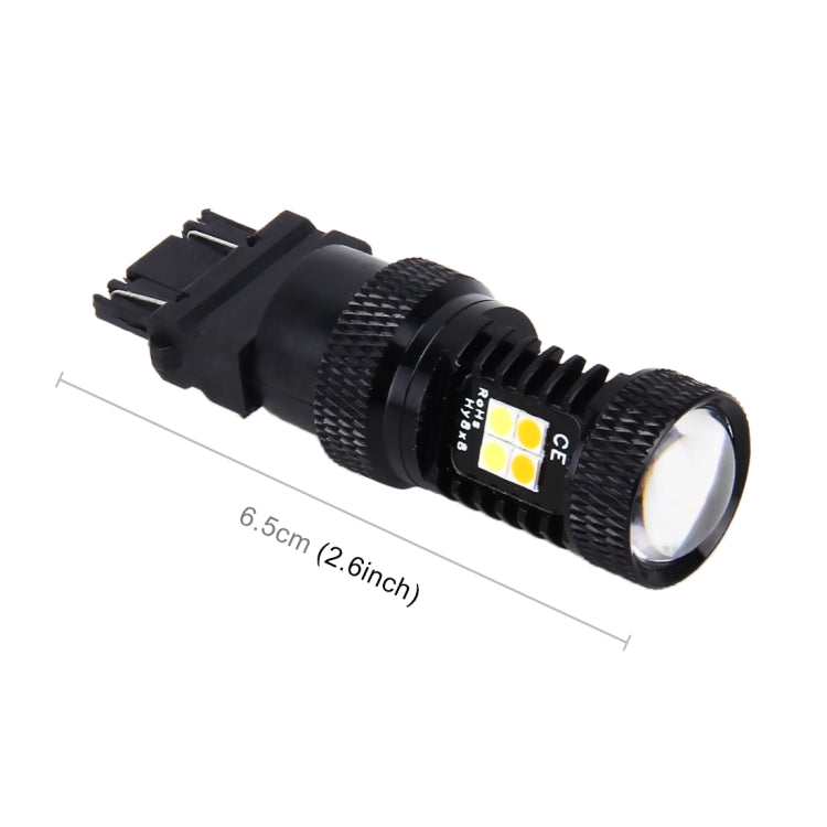 2 PCS Car Auto T25/3157 DC 12V 5W 350LM 16 SMD-3030 LED Bulbs Turn Lamp Backup Light, White + Yellow