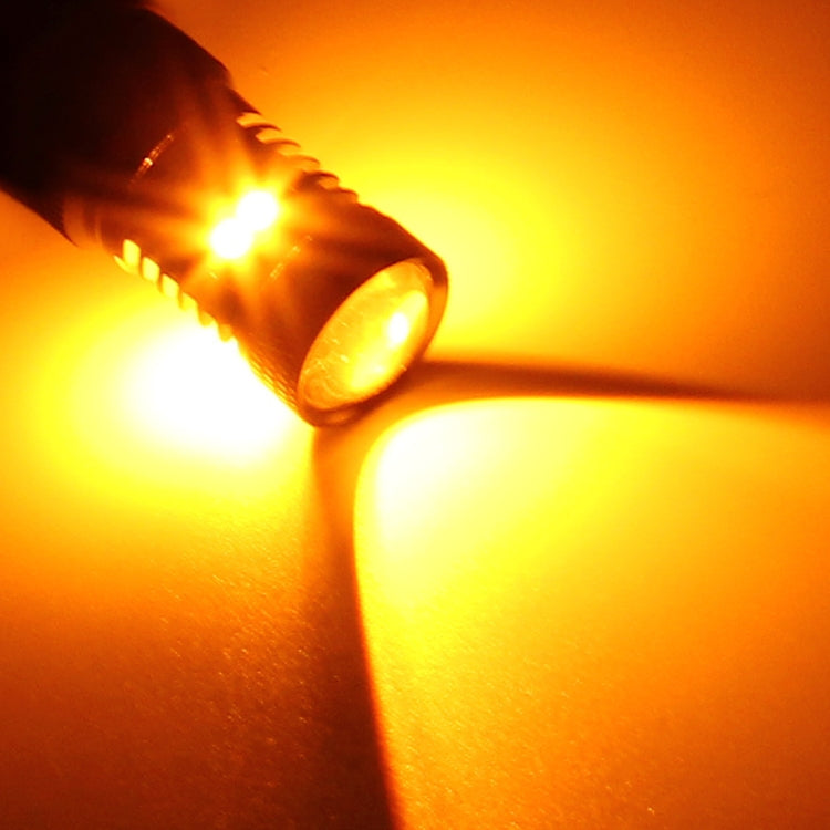 2 PCS Car Auto T25/3157 DC 12V 5W 350LM 16 SMD-3030 LED Bulbs Turn Lamp Backup Light, White + Yellow