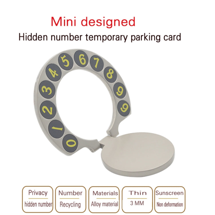 Alloy Mini Design Hidden Number Temporary Parking Number Card